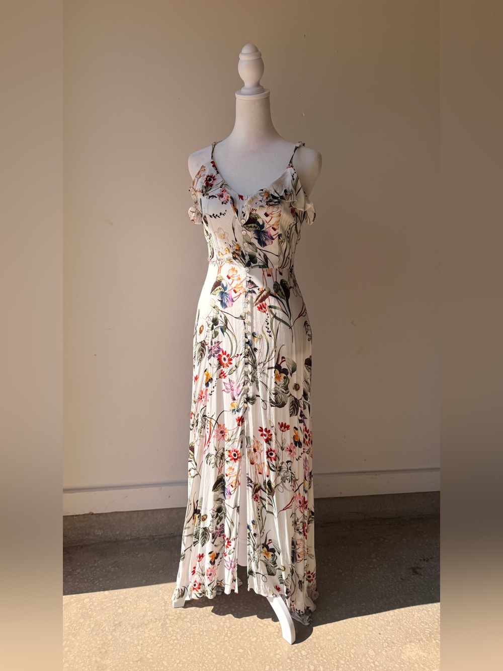 Dress Forum Cream Floral Maxi Dress with Multicolor Print